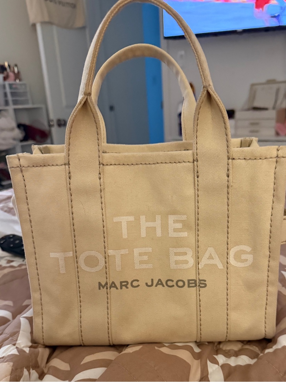 Marc Jacobs Beige Canvas Mini Tote with Logo